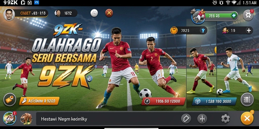 Screenshot utama 9ZK menampilkan pemain dalam aksi olahraga menarik.