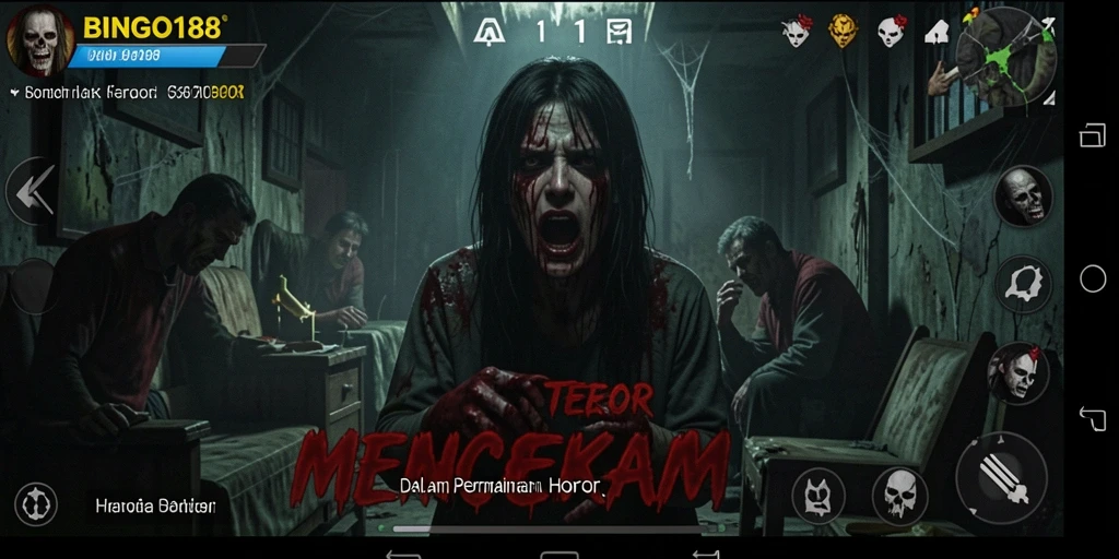 Tampilan gameplay horor di BINGO188 yang mencekam dan menakutkan.