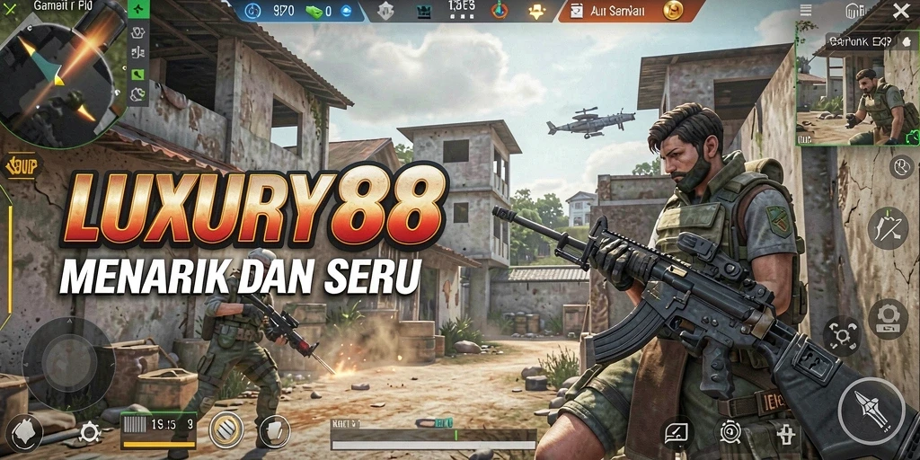 Screenshot gameplay LUXURY88 menampilkan aksi tembak-menembak yang seru.