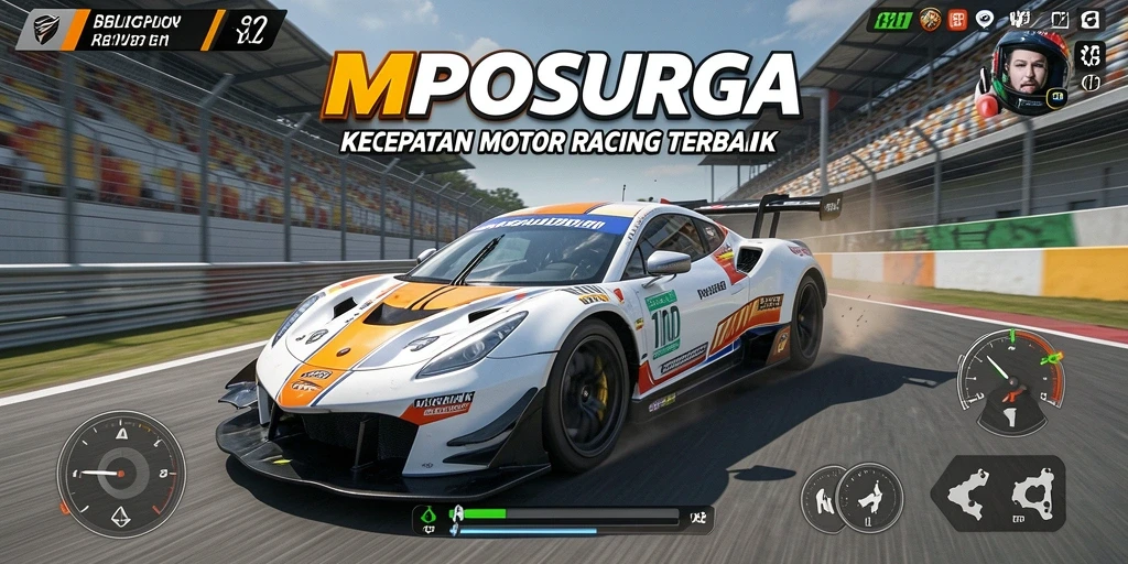 Screenshot gameplay MPOSURGA yang menunjukkan aksi balapan motor yang intens.