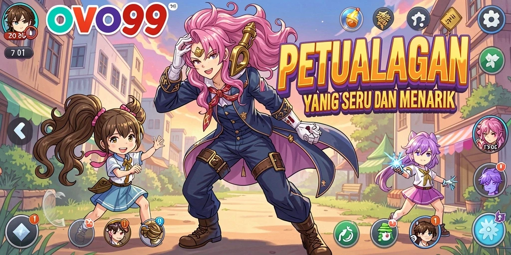 Tampilan gameplay OVO99 dengan karakter Anime yang dinamis.