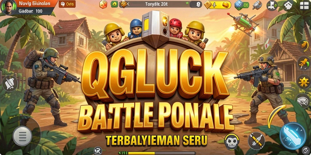 Gameplay mendebarkan di QGLUCK dalam pertempuran Battle Royale.