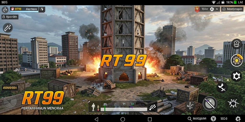 Tampilan menara dan aksi seru dalam gameplay Tower Defense.