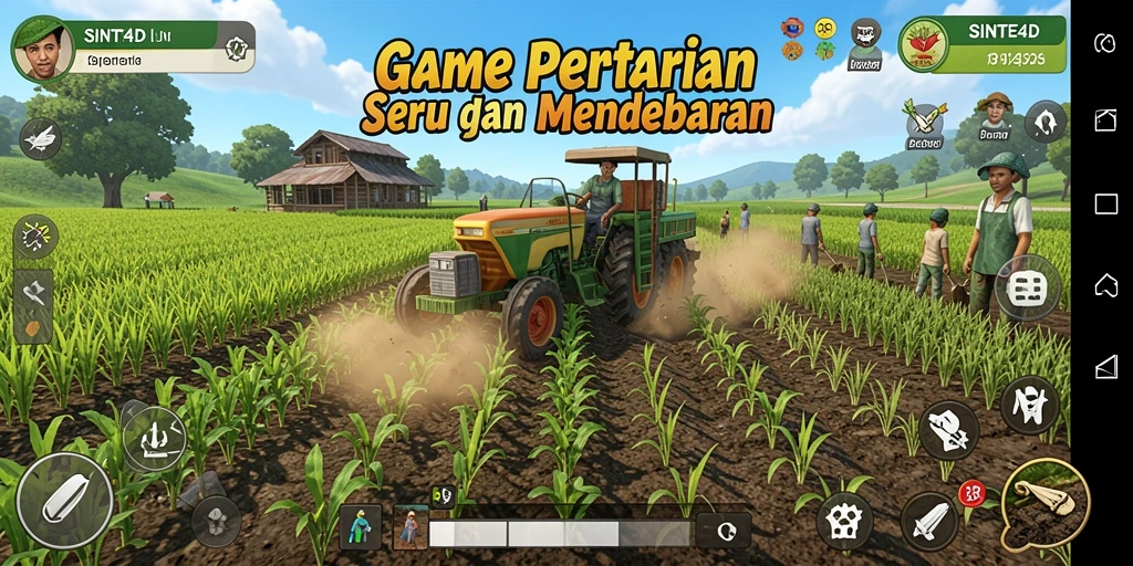Gameplay menarik SINTE4D menampilkan aktivitas pertanian yang seru.
