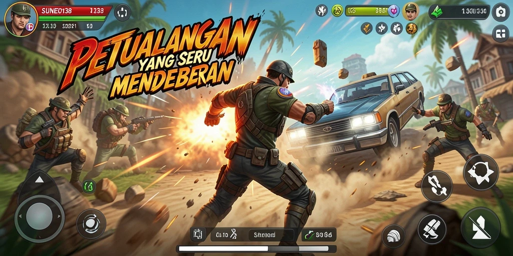 Screenshot SUNEO138 menampilkan aksi intens di dalam pertempuran.
